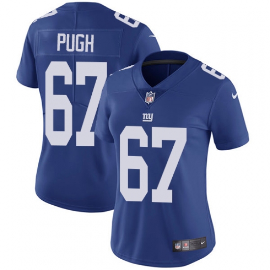 Women's Nike New York Giants 67 Justin Pugh Elite Royal Blue Team Color NFL Jersey