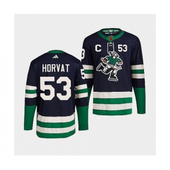 Men's Vancouver Canucks 53 Bo Horvat Navy 2022 Reverse Retro Stitched Jersey