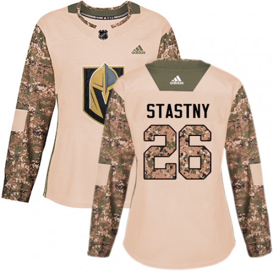 Women's Adidas Vegas Golden Knights 26 Paul Stastny Authentic Camo Veterans Day Practice NHL Jersey