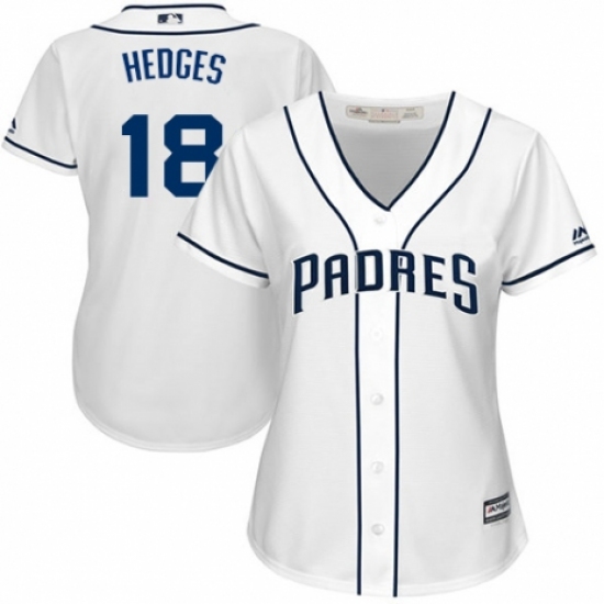 Women's Majestic San Diego Padres 18 Austin Hedges Authentic White Home Cool Base MLB Jersey