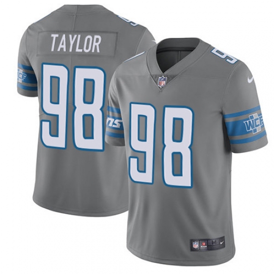 Men's Nike Detroit Lions 98 Devin Taylor Elite Steel Rush NFL Jersey