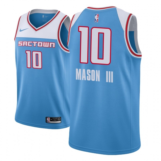 Men NBA 2018-19 Sacramento Kings 10 Frank Mason III City Edition Blue Jersey