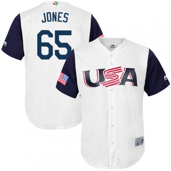 Youth USA Baseball Majestic 65 Nate Jones White 2017 World Baseball Classic Replica Team Jersey