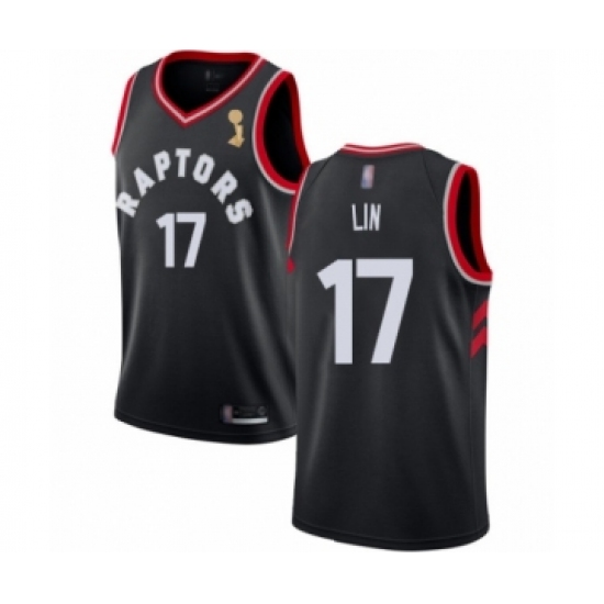 Women's Toronto Raptors 17 Jeremy Lin Swingman Black 2019 Basketball Finals Champions Jersey Statement Edition