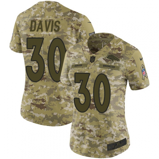 Women's Nike Denver Broncos 30 Terrell Davis Limited Camo 2018 Salute to Service NFL Jersey