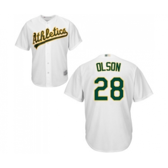 Men's Oakland Athletics 28 Matt Olson Replica White Home Cool Base Baseball Jersey