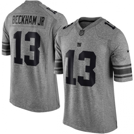 Men's Nike New York Giants 13 Odell Beckham Jr Limited Gray Gridiron NFL Jersey