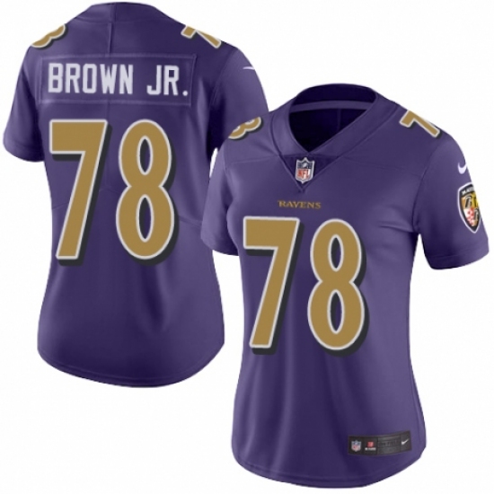 Women's Nike Baltimore Ravens 78 Orlando Brown Jr. Limited Purple Rush Vapor Untouchable NFL Jersey