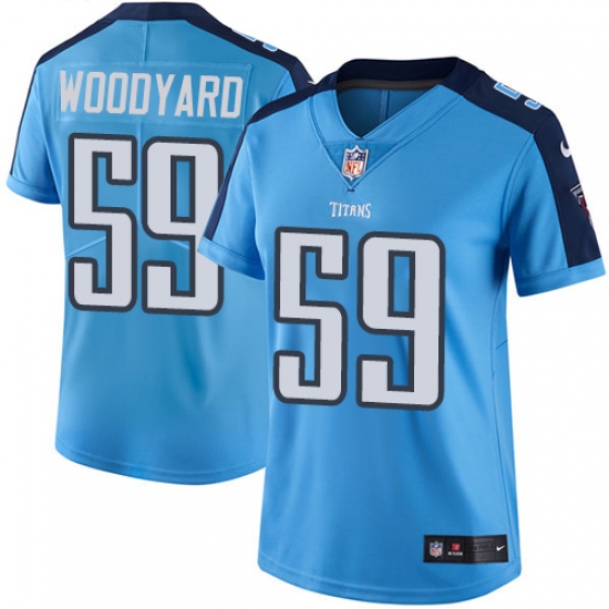 Women's Nike Tennessee Titans 59 Wesley Woodyard Light Blue Team Color Vapor Untouchable Limited Player NFL Jersey