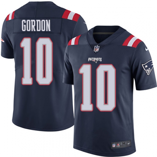 Men's Nike New England Patriots 10 Josh Gordon Limited Navy Blue Rush Vapor Untouchable NFL Jersey