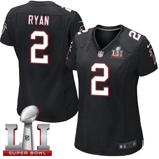 Women's Nike Atlanta Falcons 2 Matt Ryan Black Alternate Super Bowl LI 51 Vapor Untouchable Limited Player NFL Jersey