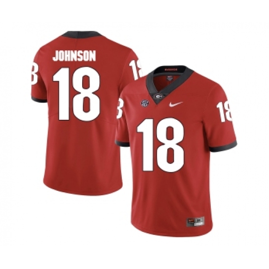 Georgia Bulldogs 18 Netori Johnson Red College Football Jersey