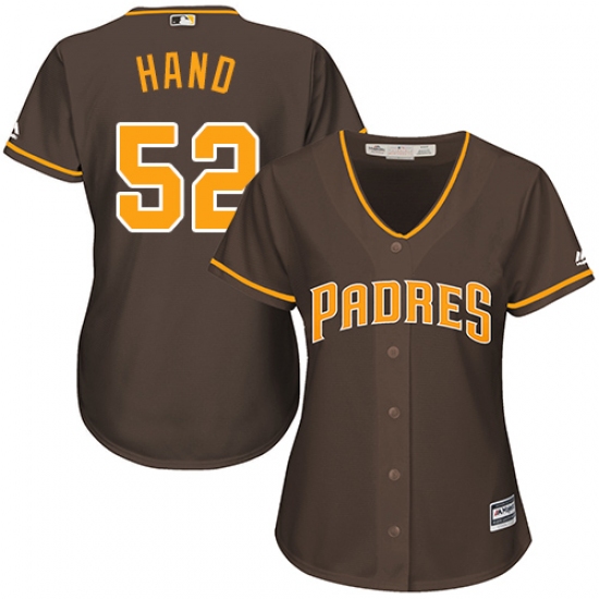 Women's Majestic San Diego Padres 52 Brad Hand Replica Brown Alternate Cool Base MLB Jersey