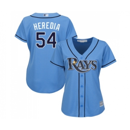 Women's Tampa Bay Rays 54 Guillermo Heredia Replica Light Blue Alternate 2 Cool Base Baseball Jersey