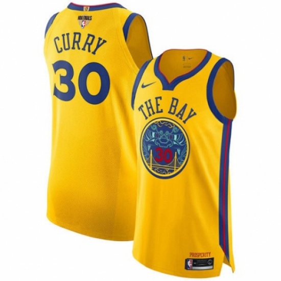 Women's Nike Golden State Warriors 30 Stephen Curry Swingman Gold 2018 NBA Finals Bound NBA Jersey - City Edition