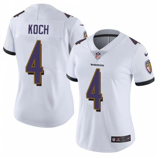 Women's Nike Baltimore Ravens 4 Sam Koch White Vapor Untouchable Limited Player NFL Jersey