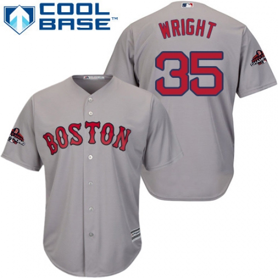 Youth Majestic Boston Red Sox 35 Steven Wright Authentic Grey Road Cool Base 2018 World Series Champions MLB Jersey