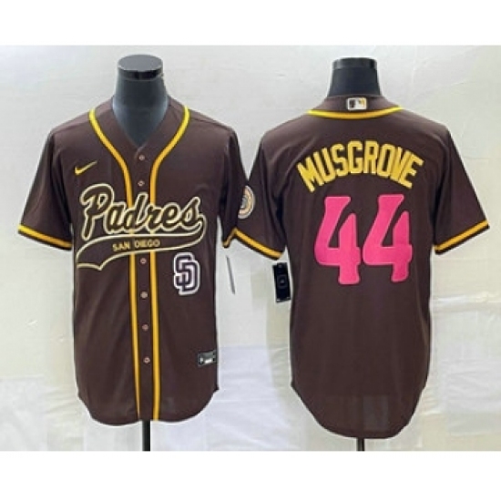 Men's San Diego Padres 44 Joe Musgrove Brown NEW 2023 City Connect Cool Base Stitched Jersey 1