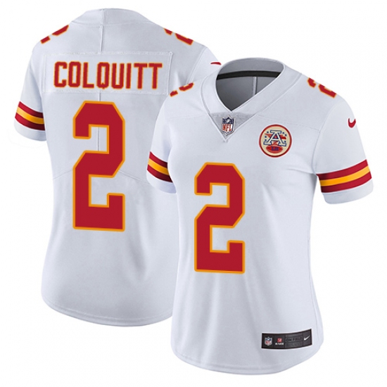 Women's Nike Kansas City Chiefs 2 Dustin Colquitt White Vapor Untouchable Limited Player NFL Jersey