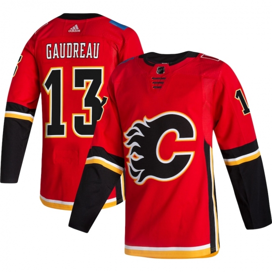 Men's Calgary Flames 13 Johnny Gaudreau adidas Red 2020-21 Alternate Authentic Player Jersey