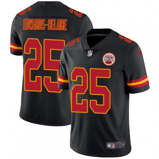 Men's Kansas City Chiefs 25 Clyde Edwards-Helaire Black Stitched Limited Rush Jersey