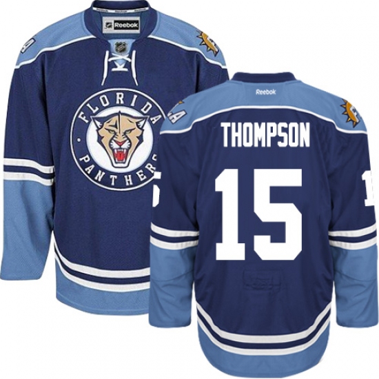 Men's Reebok Florida Panthers 15 Paul Thompson Premier Navy Blue Third NHL Jersey