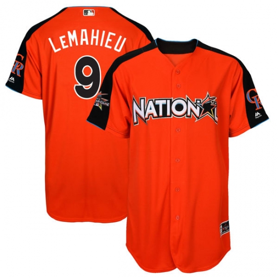 Youth Majestic Colorado Rockies 9 DJ LeMahieu Authentic Orange National League 2017 MLB All-Star MLB Jersey