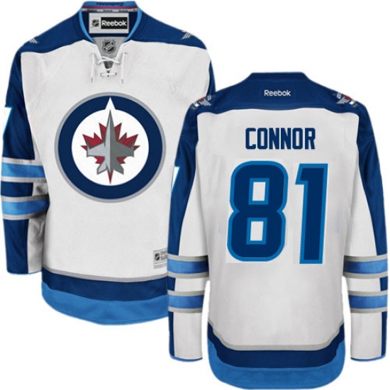 Men's Reebok Winnipeg Jets 81 Kyle Connor Authentic White Away NHL Jersey