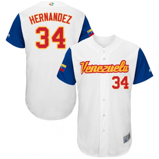 Men's Venezuela Baseball Majestic 34 Felix Hernandez White 2017 World Baseball Classic Authentic Team Jersey