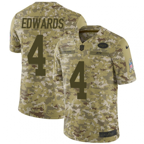 Men's Nike New York Jets 4 Lac Edwards Limited Camo 2018 Salute to Service NFL Jersey