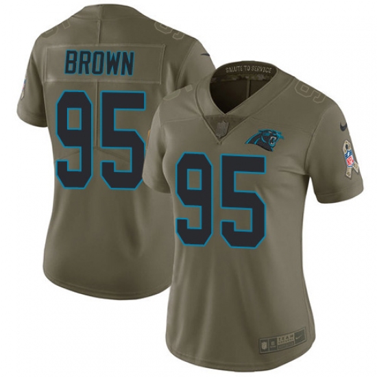 Women's Carolina Panthers 95 Derrick Brown Olive Stitched NFL Limited 2017 Salute To Service Jersey