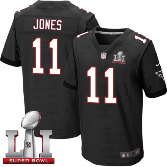 Men's Nike Atlanta Falcons 11 Julio Jones Elite Black Alternate Super Bowl LI 51 NFL Jersey