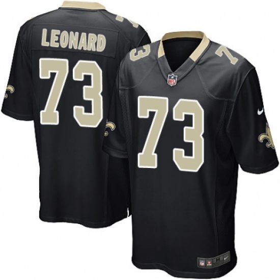 Men's Nike New Orleans Saints 73 Rick Leonard Game Black Team Color NFL Jersey