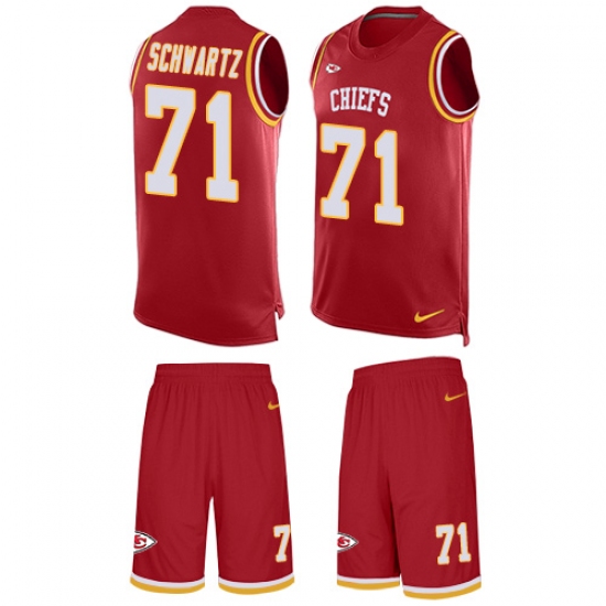Men's Nike Kansas City Chiefs 71 Mitchell Schwartz Limited Red Tank Top Suit NFL Jersey