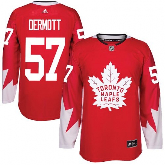 Men's Adidas Toronto Maple Leafs 57 Travis Dermott Authentic Red Alternate NHL Jersey