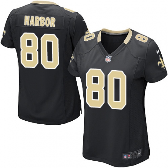 Women's Nike New Orleans Saints 80 Clay Harbor Game Black Team Color NFL Jersey