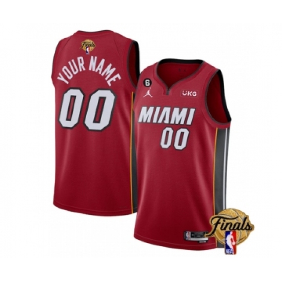 Men's Miami Heat Active Player Custom Red 2023 Finals Statement Edition With NO.6 Stitched Basketball Jersey