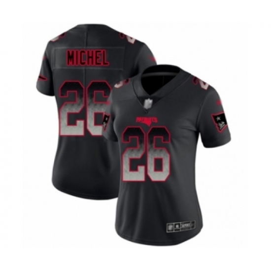 Women's New England Patriots 26 Sony Michel Limited Black Smoke Fashion Football Jersey