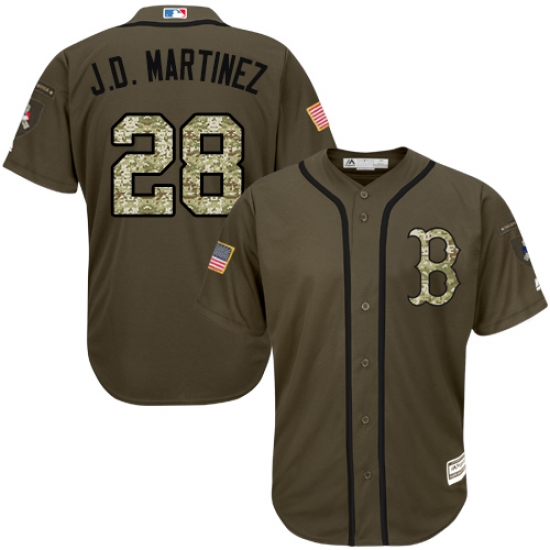 Men's Majestic Boston Red Sox 28 J. D. Martinez Replica Green Salute to Service MLB Jersey