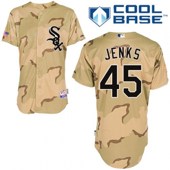 Men's Majestic Chicago White Sox 45 Bobby Jenks Authentic Camouflage Cool Base MLB Jersey