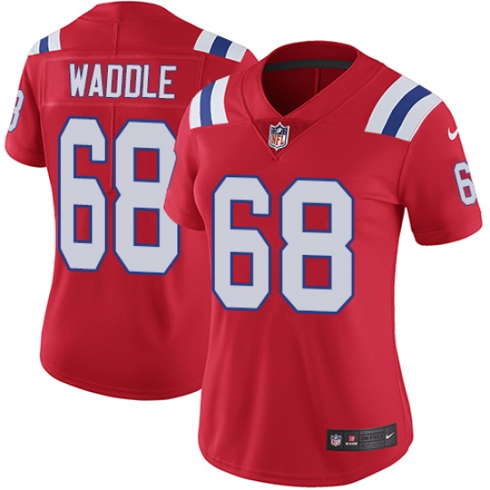 Women's Nike New England Patriots 68 LaAdrian Waddle Red Alternate Vapor Untouchable Limited Player NFL Jersey