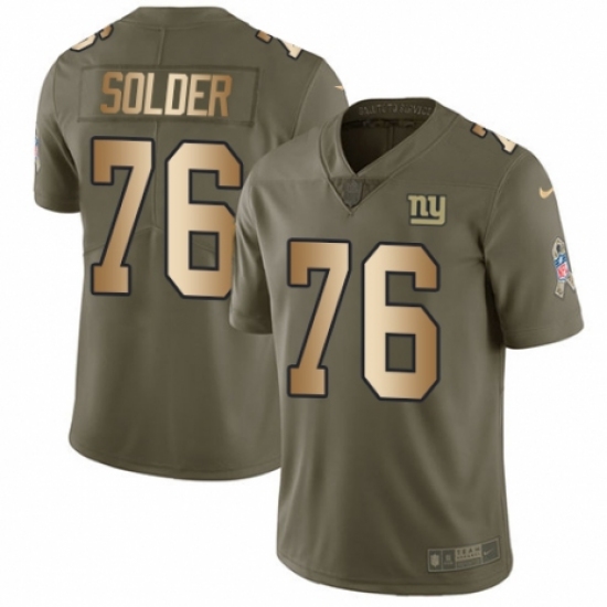 Youth Nike New York Giants 76 Nate Solder Limited Olive Gold 2017 Salute to Service NFL Jersey