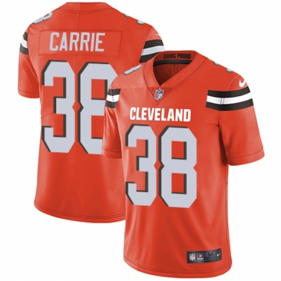 Youth Nike Cleveland Browns 38 T. J. Carrie Orange Alternate Vapor Untouchable Limited Player NFL Jersey