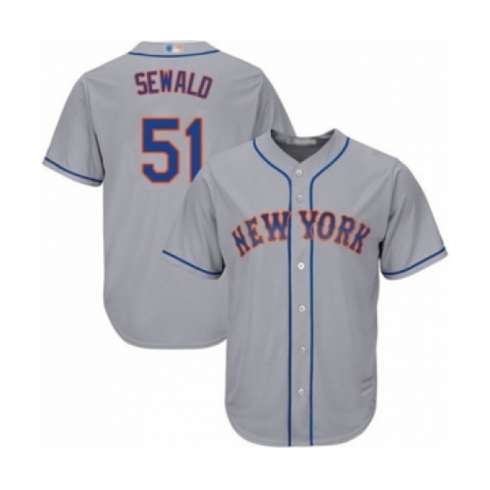 Youth New York Mets 51 Paul Sewald Authentic Grey Road Cool Base Baseball Player Jersey