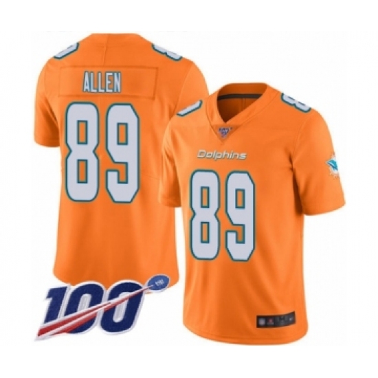 Men's Miami Dolphins 89 Dwayne Allen Limited Orange Rush Vapor Untouchable 100th Season Football Jersey