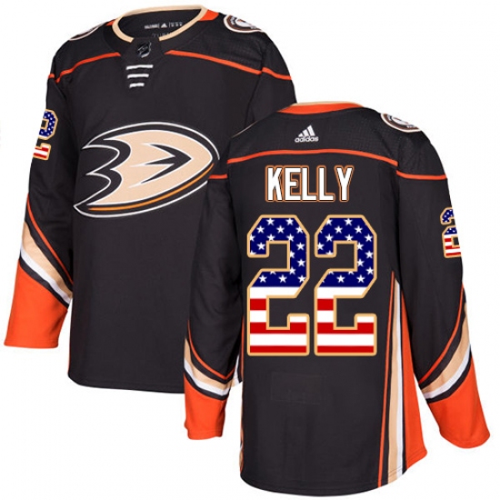 Youth Adidas Anaheim Ducks 22 Chris Kelly Authentic Black USA Flag Fashion NHL Jersey