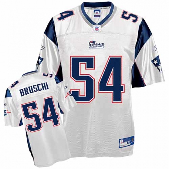 Reebok New England Patriots 54 Tedy Bruschi White Replica Throwback NFL Jersey