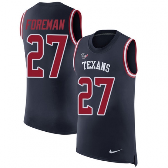 Men's Nike Houston Texans 27 D'Onta Foreman Limited Navy Blue Rush Player Name & Number Tank Top NFL Jersey