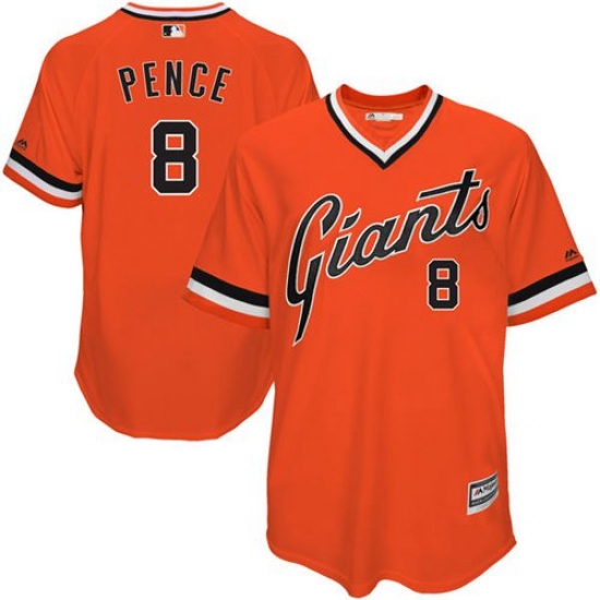 Men's Majestic San Francisco Giants 8 Hunter Pence Authentic Orange 1978 Turn Back The Clock MLB Jersey