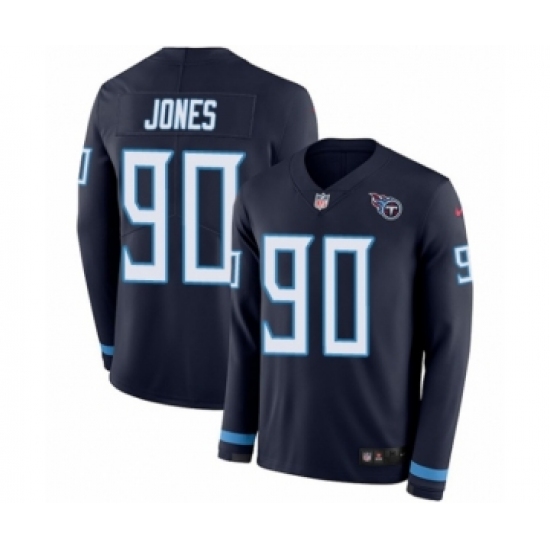 Men's Nike Tennessee Titans 90 DaQuan Jones Limited Navy Blue Therma Long Sleeve NFL Jersey